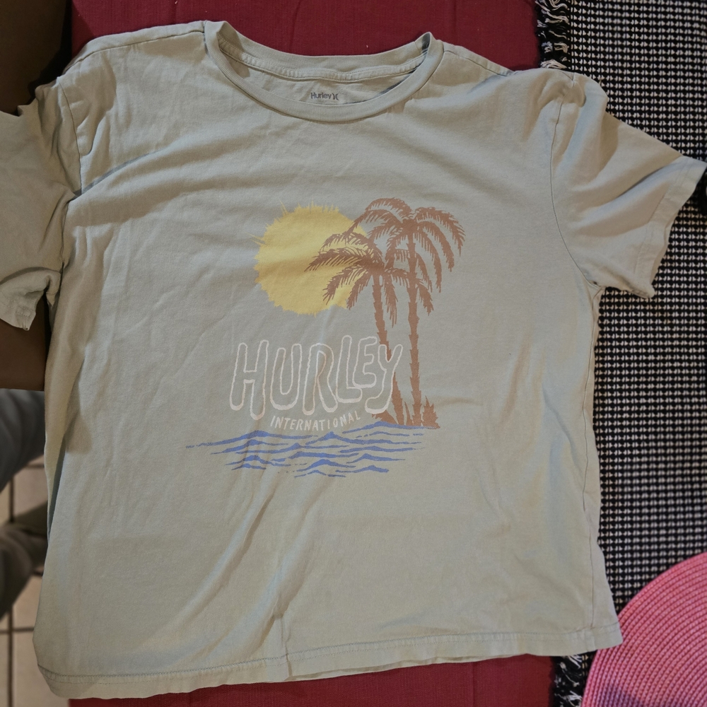 Hurley Sun and Palm Graphic Tee - Light Sage Green